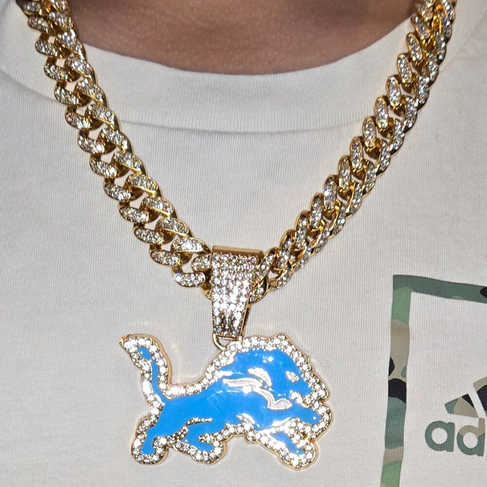 brand new Detroit Lions Gold Cuban Chain Necklace 20"